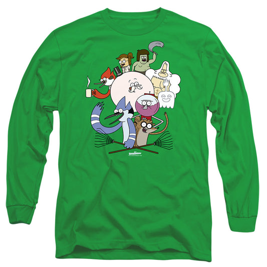 REGULAR SHOW : REGULAR CAST L\S ADULT T SHIRT 18\1 Kelly Green 2X