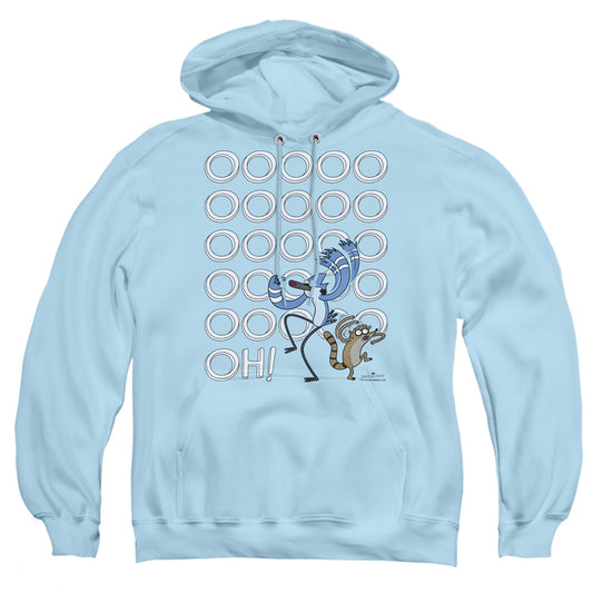 REGULAR SHOW : OOOOOH ADULT PULL OVER HOODIE LIGHT BLUE 2X