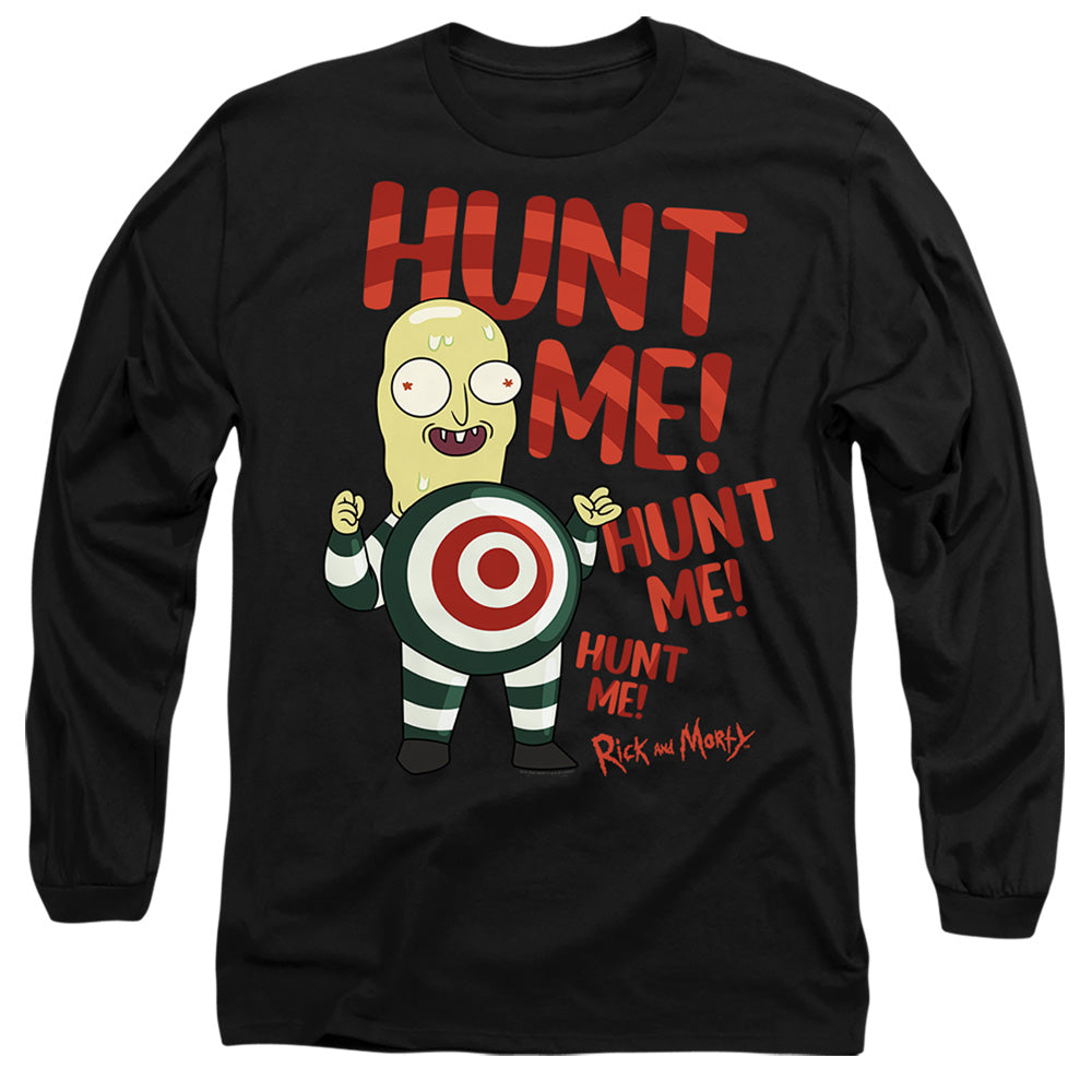 RICK AND MORTY : HUNT ME L\S ADULT T SHIRT 18\1 Black 2X