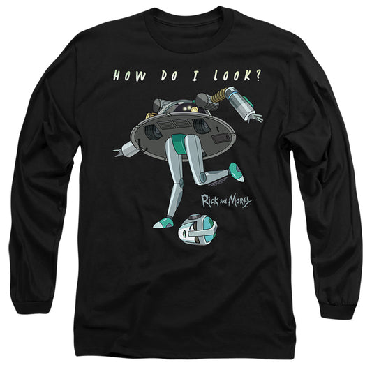 RICK AND MORTY : HOW DO I LOOK? L\S ADULT T SHIRT 18\1 Black 2X