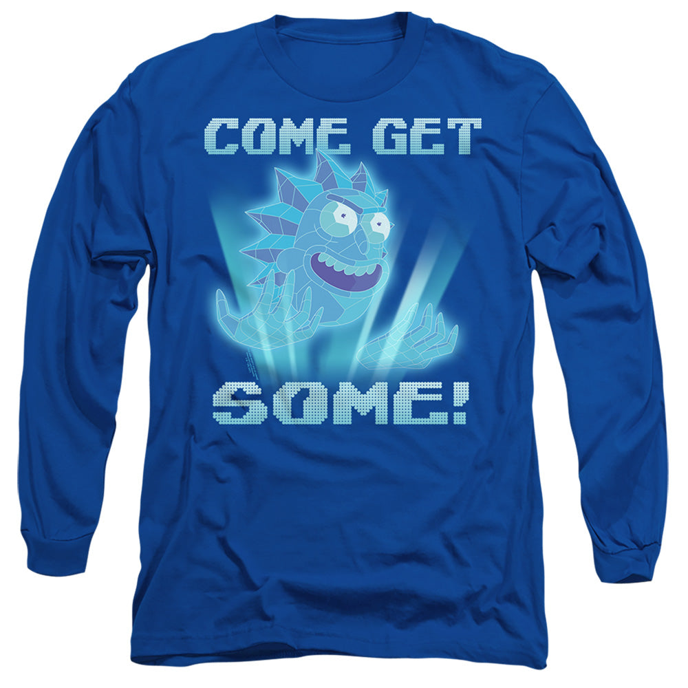 RICK AND MORTY : COME GET SOME L\S ADULT T SHIRT 18\1 Royal Blue 2X