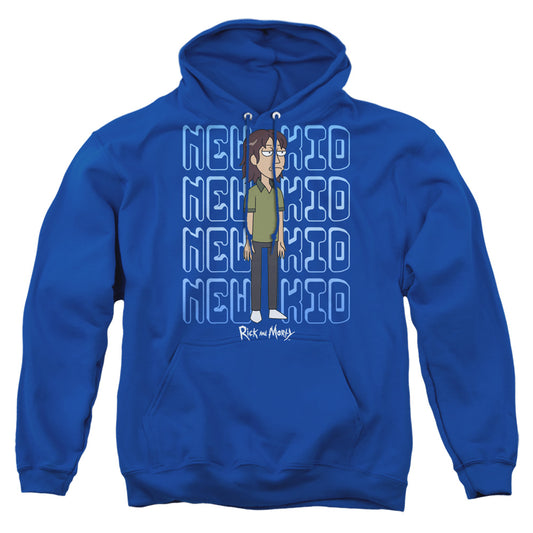 RICK AND MORTY : BRUCE CHUTBACK ADULT PULL OVER HOODIE Royal Blue 2X