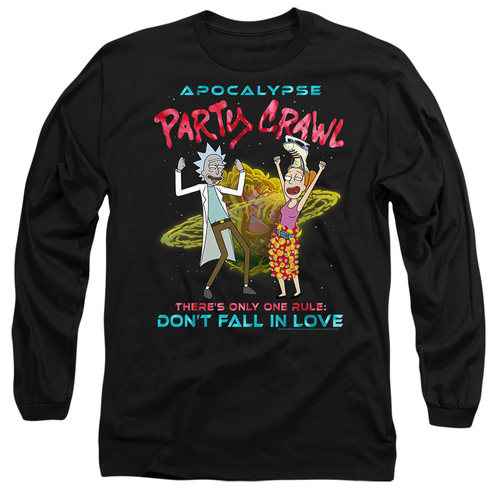 RICK AND MORTY : APOCALYPSE PARTY CRAWL L\S ADULT T SHIRT 18\1 Black MD