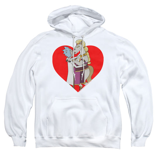 RICK AND MORTY : RICK AND HORSE KISS ADULT PULL OVER HOODIE White LG