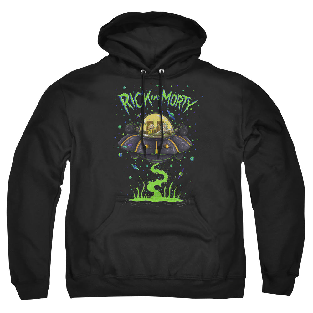 RICK AND MORTY : UFO ADULT PULL OVER HOODIE Black 2X