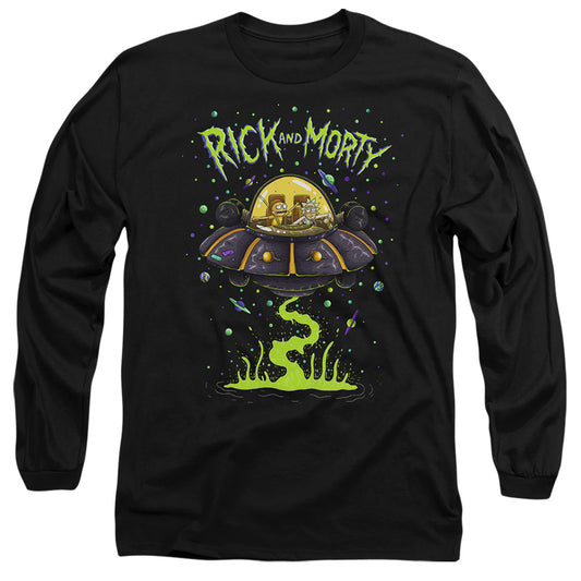 RICK AND MORTY : UFO L\S ADULT T SHIRT 18\1 Black 2X