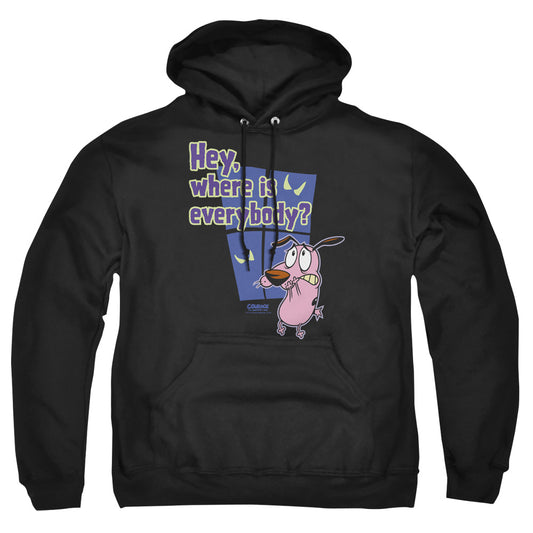 COURAGE THE COWARDLY DOG : WHERE IS EVERYBODY ADULT PULL OVER HOODIE Black 2X