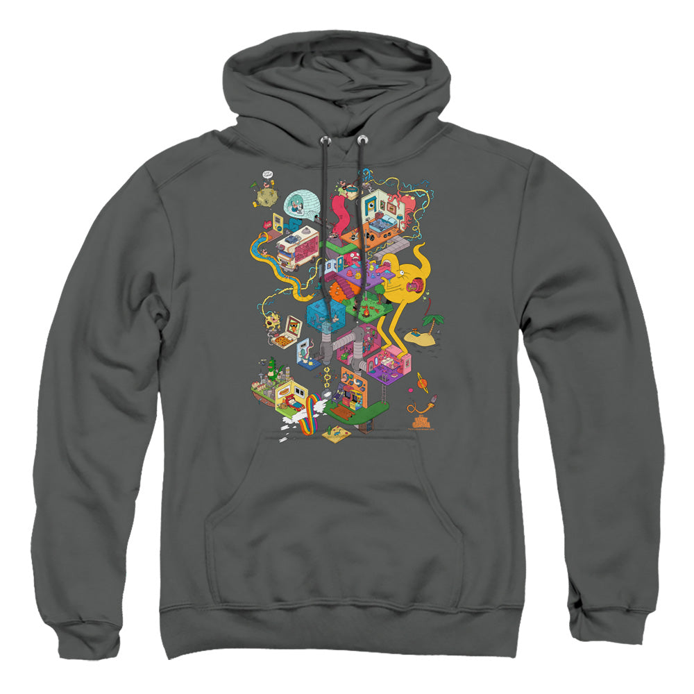 UNCLE GRANDPA : INSIDE THE RV ADULT PULL OVER HOODIE Charcoal 2X