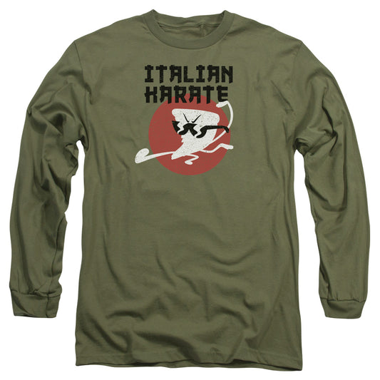 UNCLE GRANDPA : ITALIAN KARATE L\S ADULT T SHIRT 18\1 Military Green SM