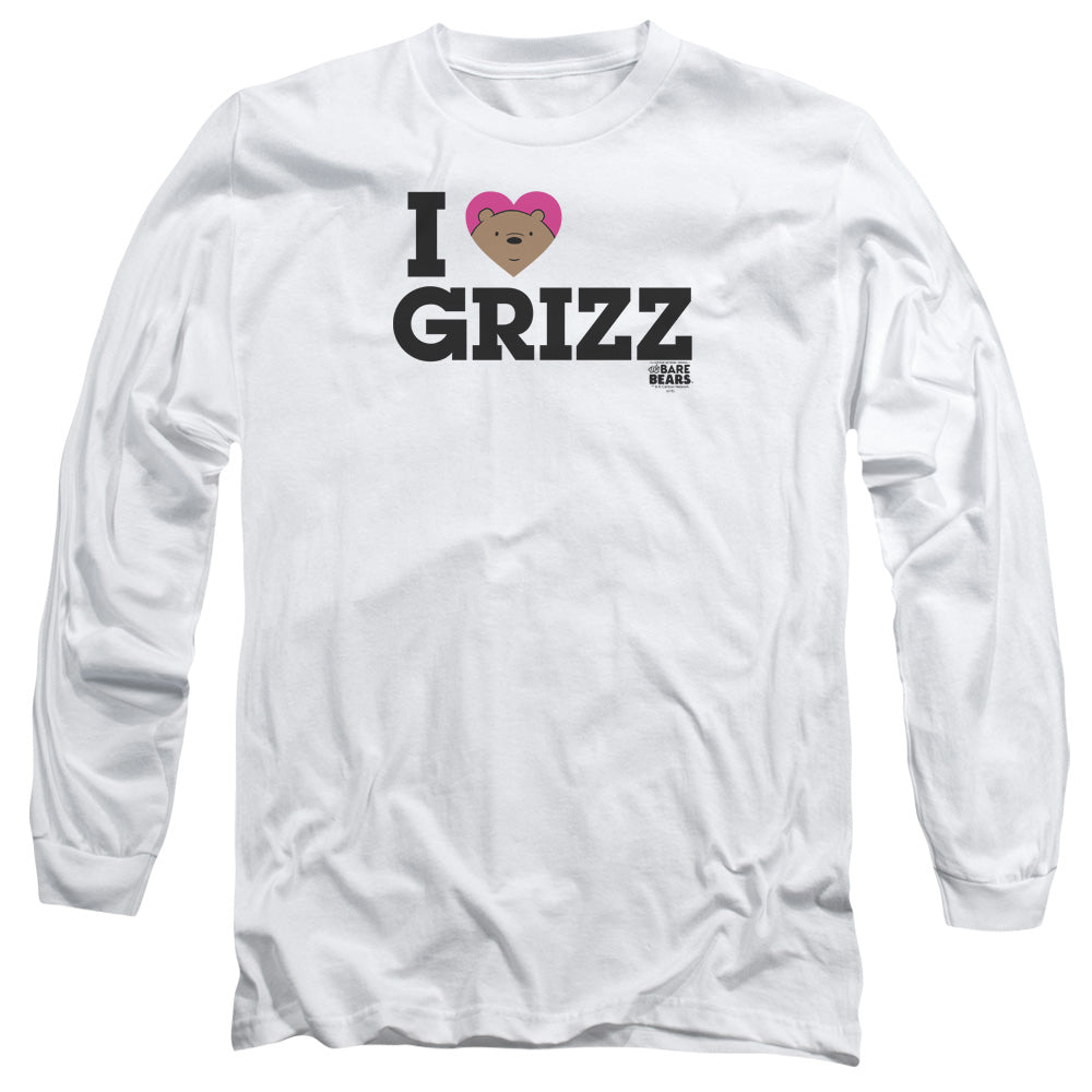 WE BARE BEARS : HEART GRIZZ L\S ADULT T SHIRT 18\1 White 2X