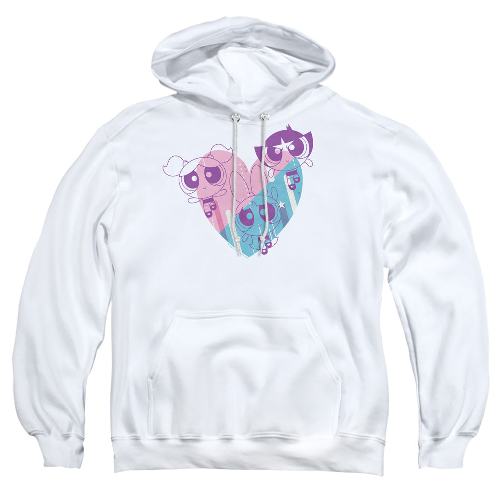 POWERPUFF GIRLS : POWERPUFF HEART ADULT PULL OVER HOODIE White 2X