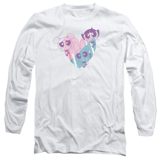 POWERPUFF GIRLS : POWERPUFF HEART L\S ADULT T SHIRT 18\1 White 2X