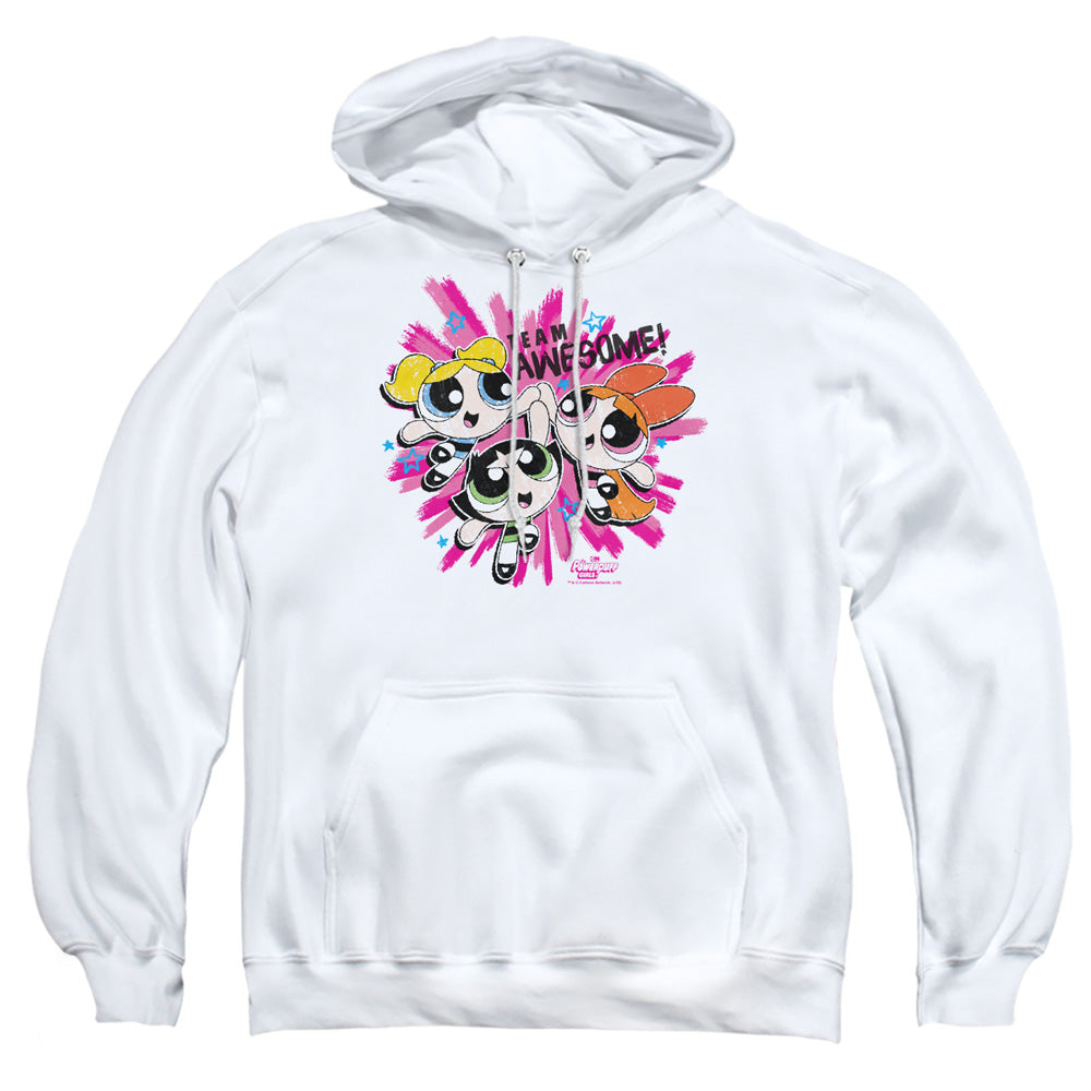 POWERPUFF GIRLS : TEAM AWESOME ADULT PULL OVER HOODIE White 2X