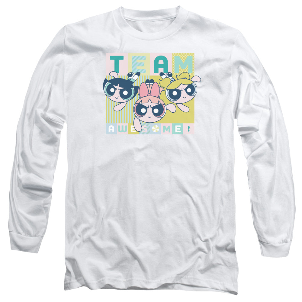 POWERPUFF GIRLS : AWESOME BLOCK L\S ADULT T SHIRT 18\1 White SM