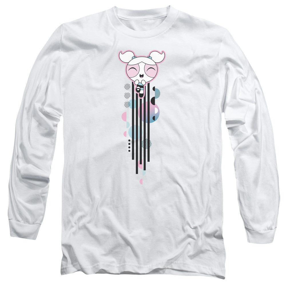 POWERPUFF GIRLS : BUBBLES STREAK L\S ADULT T SHIRT 18\1 White 2X