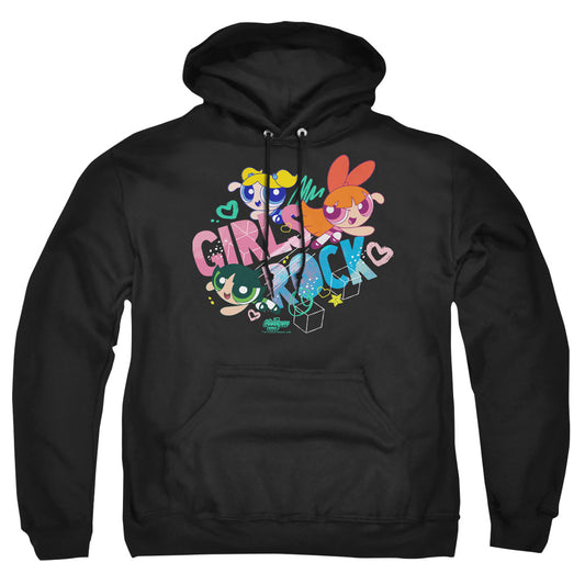 POWERPUFF GIRLS : GIRLS ROCK ADULT PULL OVER HOODIE Black 2X