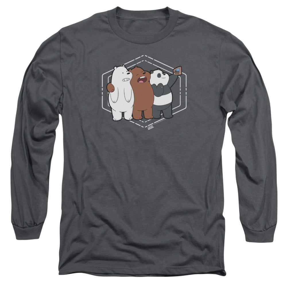 WE BARE BEARS : SELFIE L\S ADULT T SHIRT 18\1 Charcoal 2X