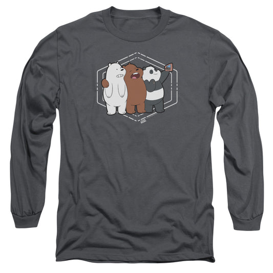 WE BARE BEARS : SELFIE L\S ADULT T SHIRT 18\1 Charcoal MD