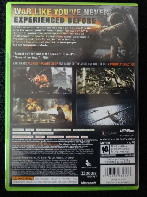 Call of duty world at war xbox sales one