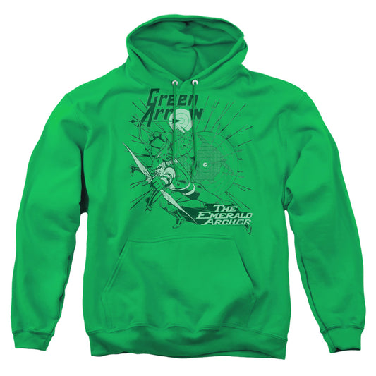 DC GREEN ARROW : THE EMERALD ARCHER ADULT PULL OVER HOODIE Kelly Green SM