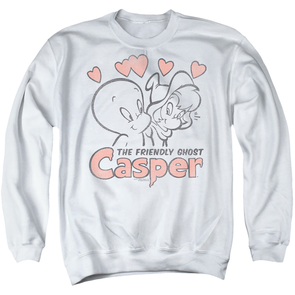 CASPER : HEARTS ADULT CREW NECK SWEATSHIRT WHITE 2X