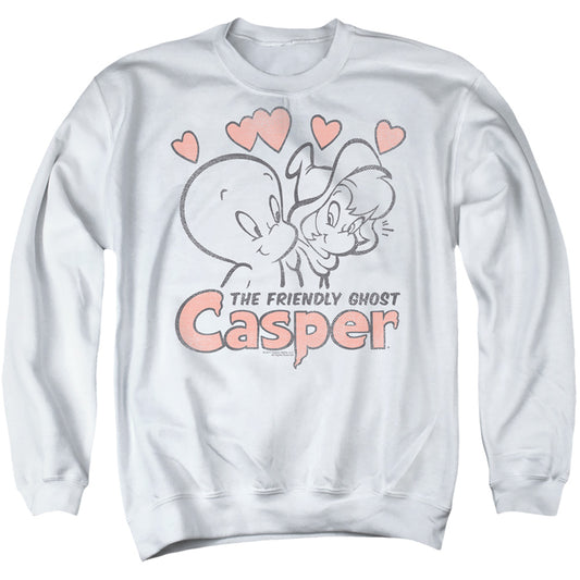 CASPER : HEARTS ADULT CREW NECK SWEATSHIRT WHITE 3X