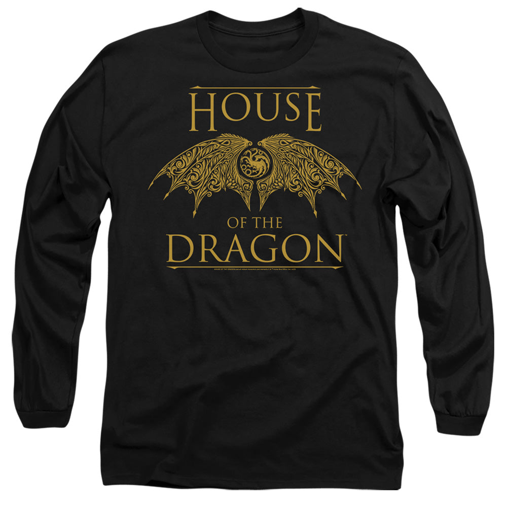 HOUSE OF THE DRAGON : DRAGON WINGS L\S ADULT T SHIRT 18\1 Black 2X