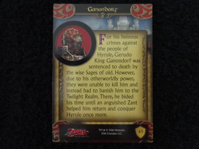 Ganondorf Enterplay 2016 Legend Of Zelda Collectable Trading Card Number 45