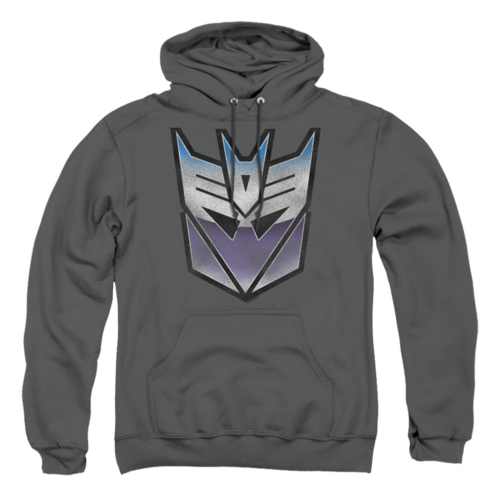 TRANSFORMERS : VINTAGE DECEPTICON LOGO ADULT PULL OVER HOODIE Charcoal 2X