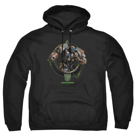 TRANSFORMERS : WHEELJACK CIRCLE FRAME ADULT PULL OVER HOODIE Black 2X