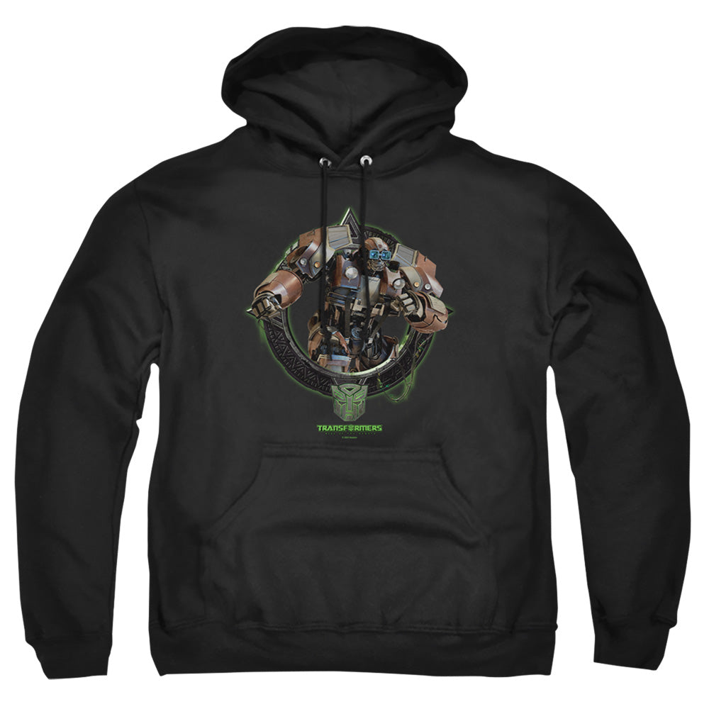 TRANSFORMERS : WHEELJACK CIRCLE FRAME ADULT PULL OVER HOODIE Black SM