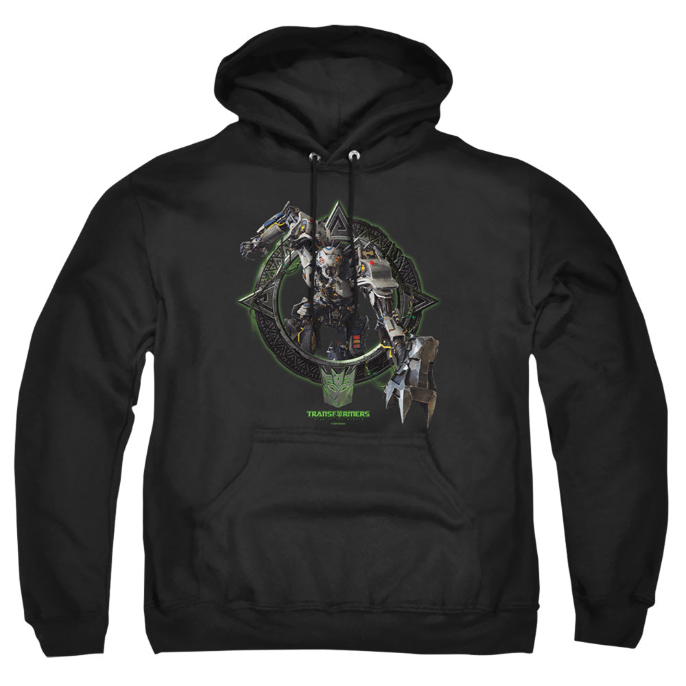 TRANSFORMERS : TRANSIT CIRCLE FRAME ADULT PULL OVER HOODIE Black 2X