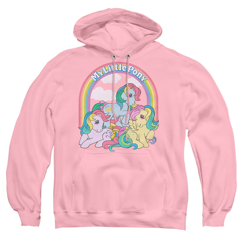 MY LITTLE PONY RETRO : UNDER THE RAINBOW ADULT PULL OVER HOODIE Pink 2X