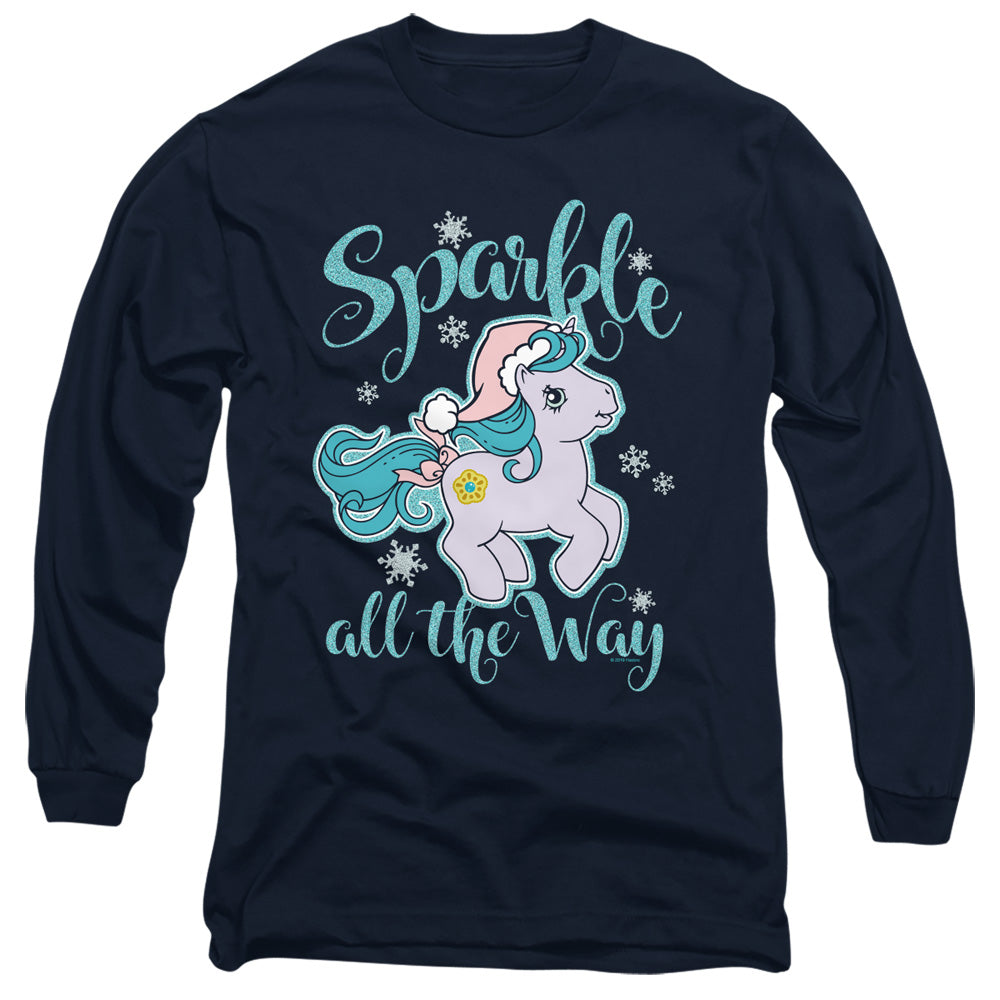 MY LITTLE PONY RETRO : SPARKLE ALL THE WAY L\S ADULT T SHIRT 18\1 Navy 2X