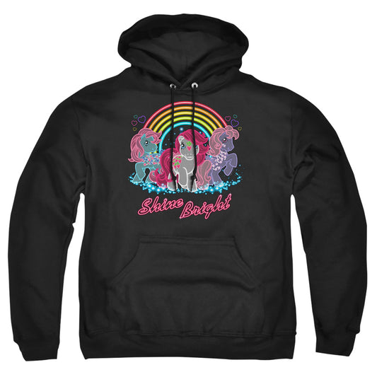 MY LITTLE PONY RETRO : NEON PONIES ADULT PULL OVER HOODIE Black 2X