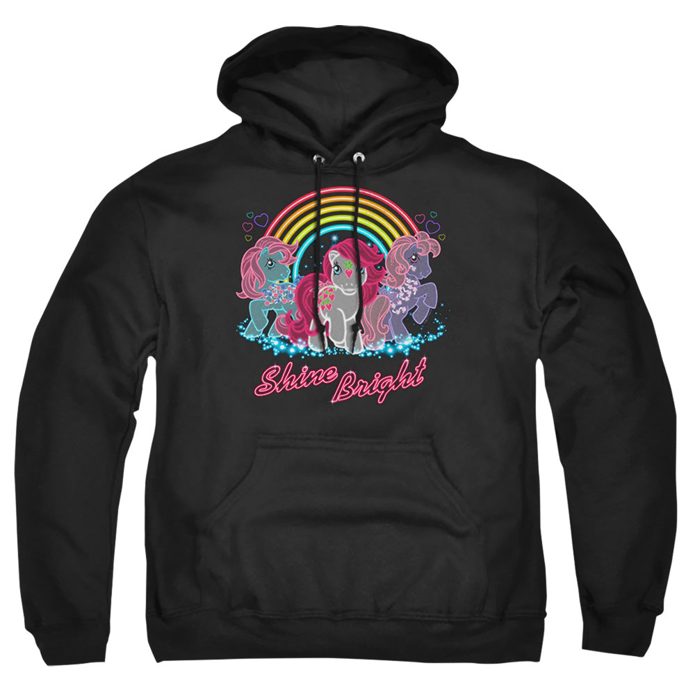 MY LITTLE PONY RETRO : NEON PONIES ADULT PULL OVER HOODIE Black SM