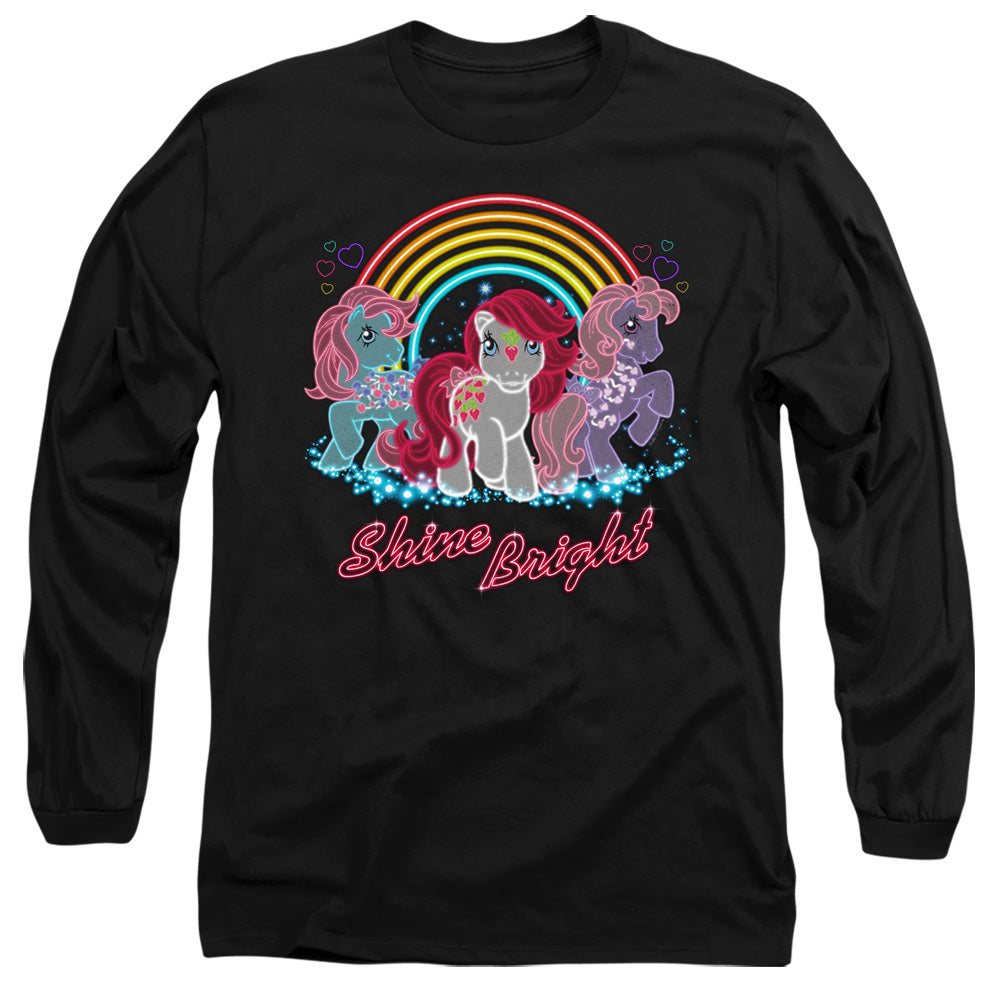 MY LITTLE PONY RETRO : NEON PONIES L\S ADULT T SHIRT 18\1 Black 2X