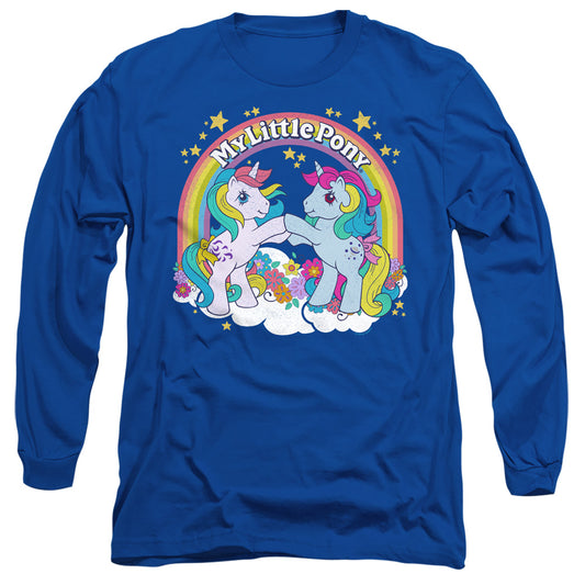 MY LITTLE PONY RETRO : UNICORN FIST BUMP L\S ADULT T SHIRT 18\1 Royal Blue 2X