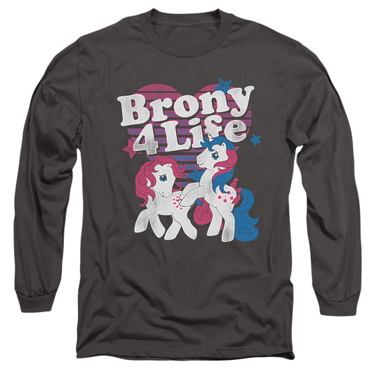 MY LITTLE PONY RETRO : BRONY 4 LIFE L\S ADULT T SHIRT 18\1 Charcoal 2X