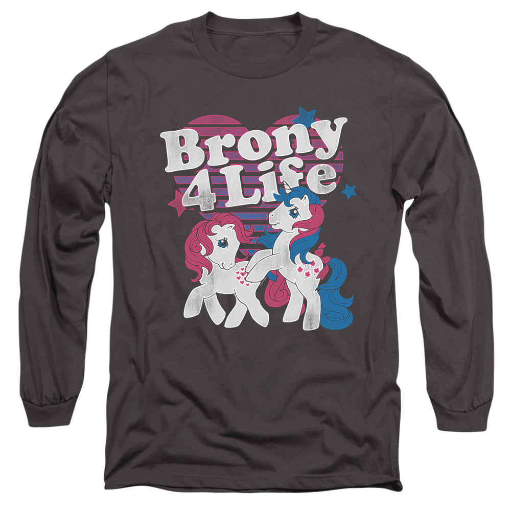 MY LITTLE PONY RETRO : BRONY 4 LIFE L\S ADULT T SHIRT 18\1 Charcoal LG