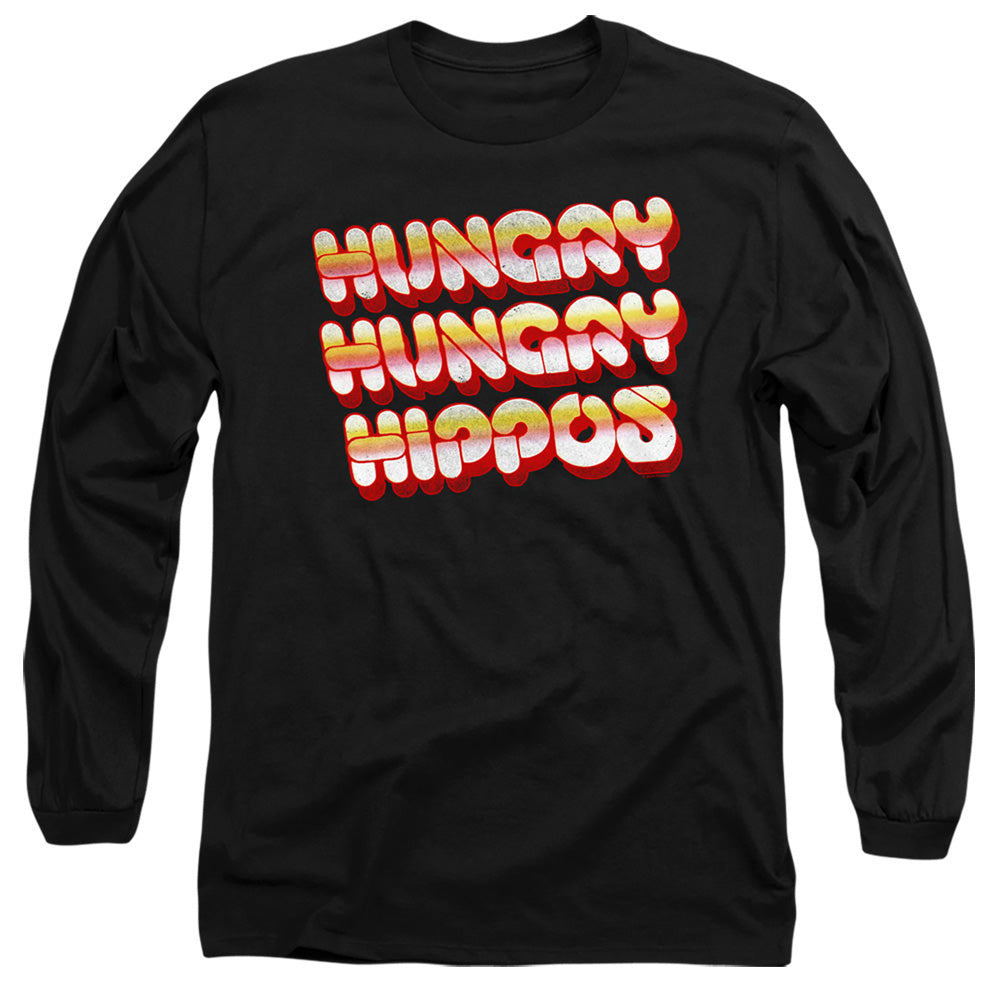 HUNGRY HUNGRY HIPPOS : HUNGRY VINTAGE LOGO L\S ADULT T SHIRT 18\1 Black 2X