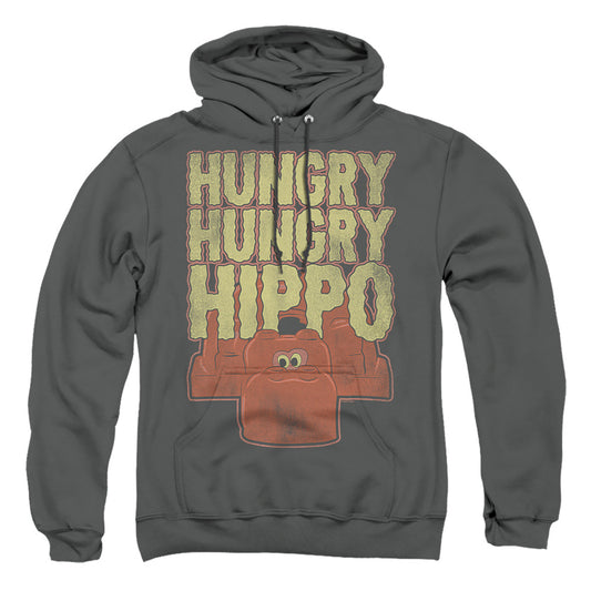 HUNGRY HUNGRY HIPPOS : HUNGRY HUNGRY HIPPO ADULT PULL OVER HOODIE Charcoal 2X