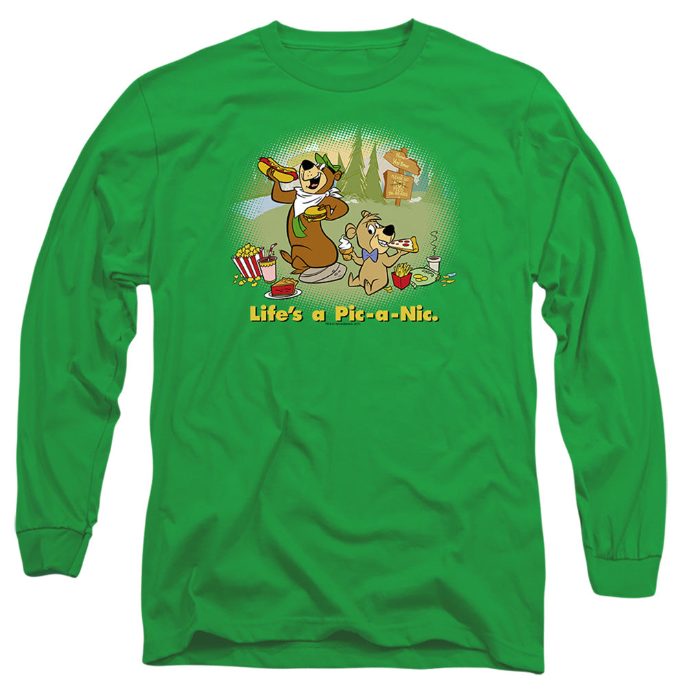 YOGI BEAR : LIFE'S A PIC L\S ADULT T SHIRT 18\1 Kelly Green LG