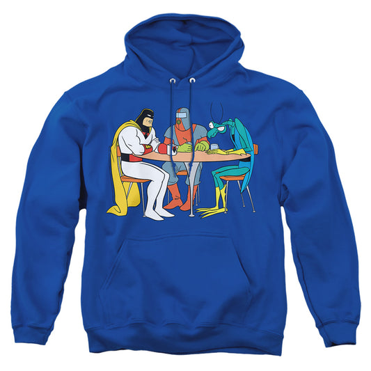 RICK AND MORTY : SPACE GHOST COAST TO COAST BRAK AND ZORAK ADULT PULL OVER HOODIE Royal Blue 2X