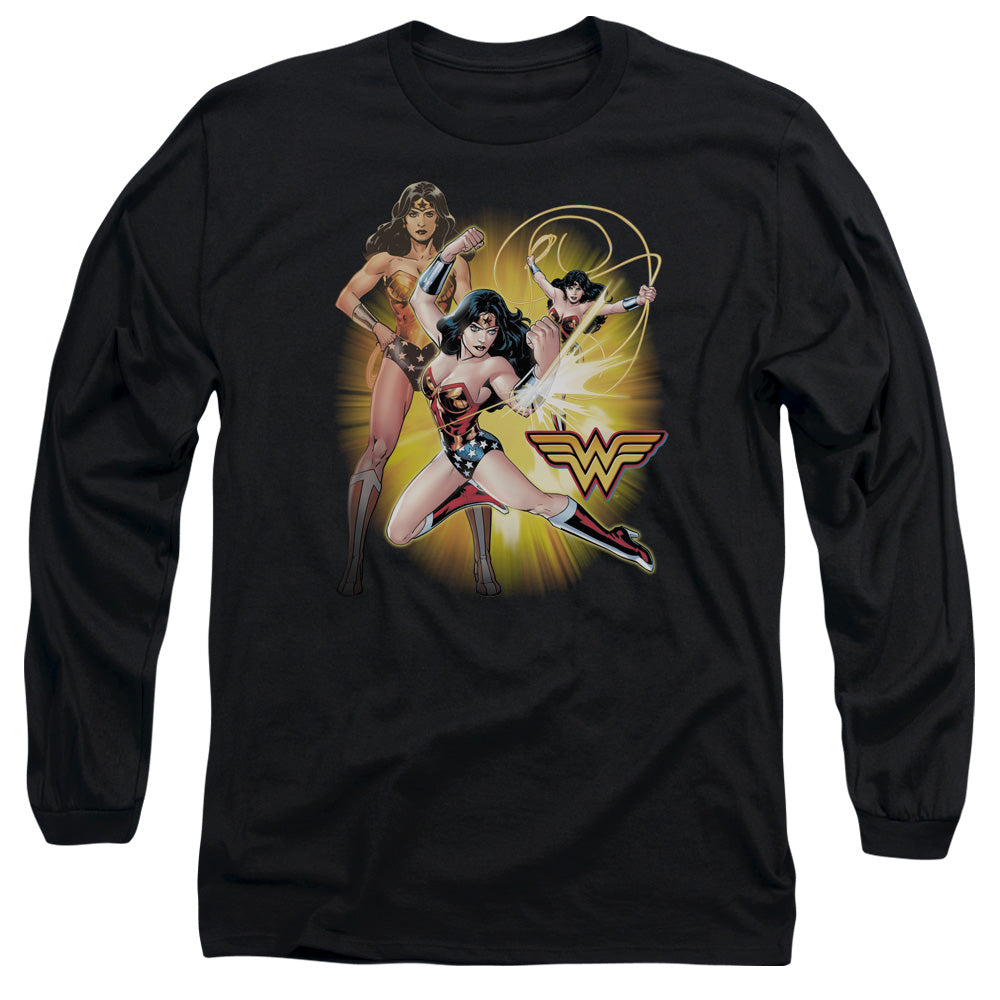 JUSTICE LEAGUE OF AMERICA : WONDER WOMAN L\S ADULT T SHIRT 18\1 BLACK LG