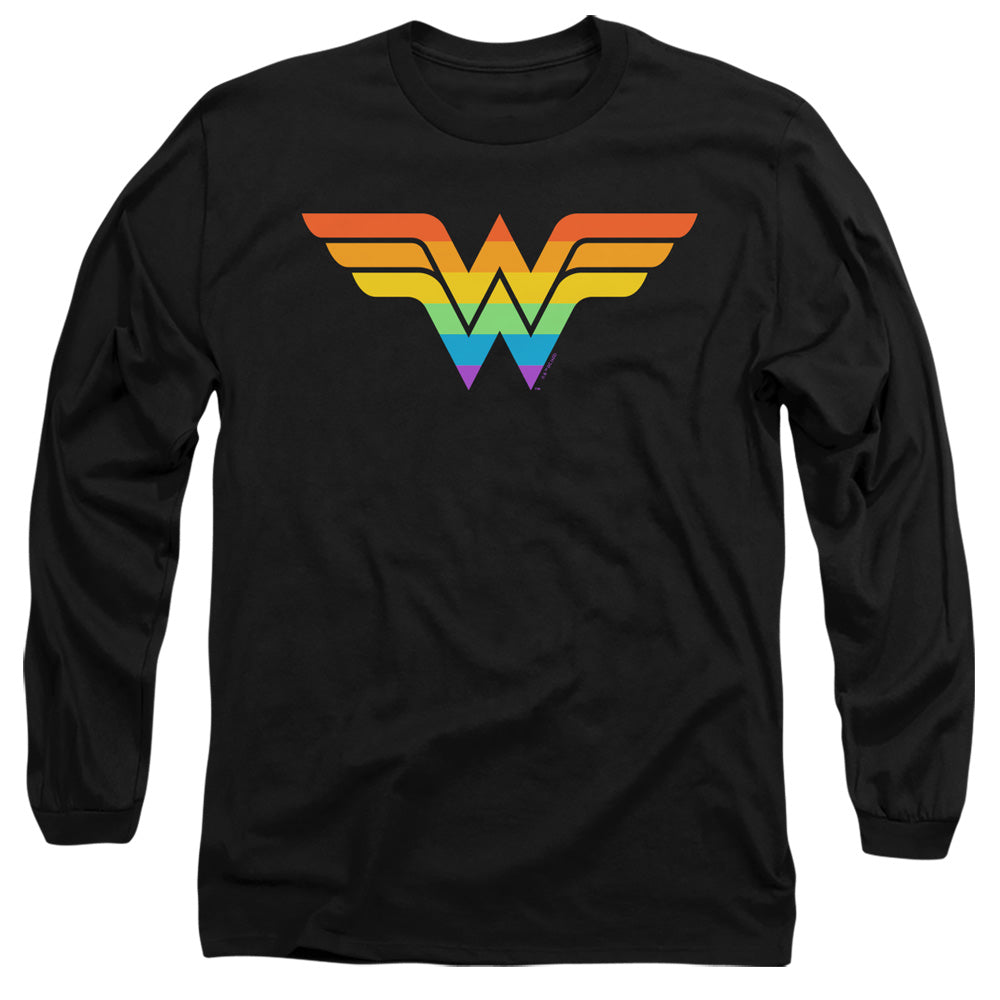 JUSTICE LEAGUE OF AMERICA : WONDER WOMAN RAINBOW L\S ADULT T SHIRT 18\1 Black 2X