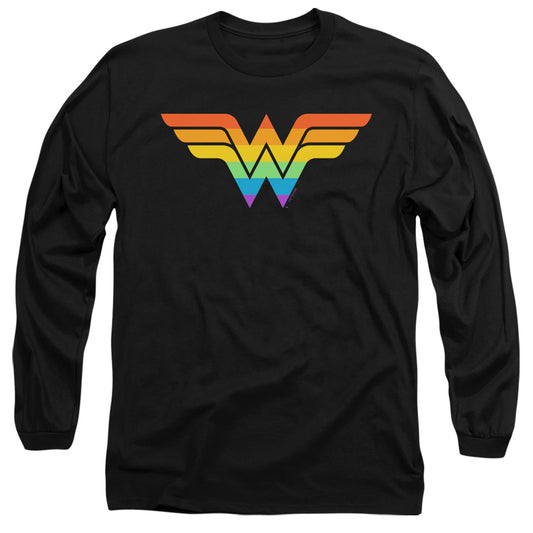 JUSTICE LEAGUE OF AMERICA : WONDER WOMAN RAINBOW L\S ADULT T SHIRT 18\1 Black LG