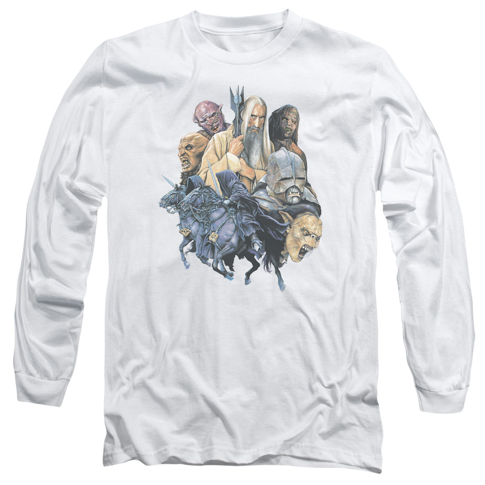 LORD OF THE RINGS : COLLAGE OF EVIL L\S ADULT T SHIRT 18\1 WHITE 2X