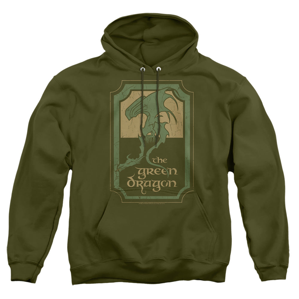 LORD OF THE RINGS : GREEN DRAGON TAVERN ADULT PULL OVER HOODIE MILITARY GREEN 2X