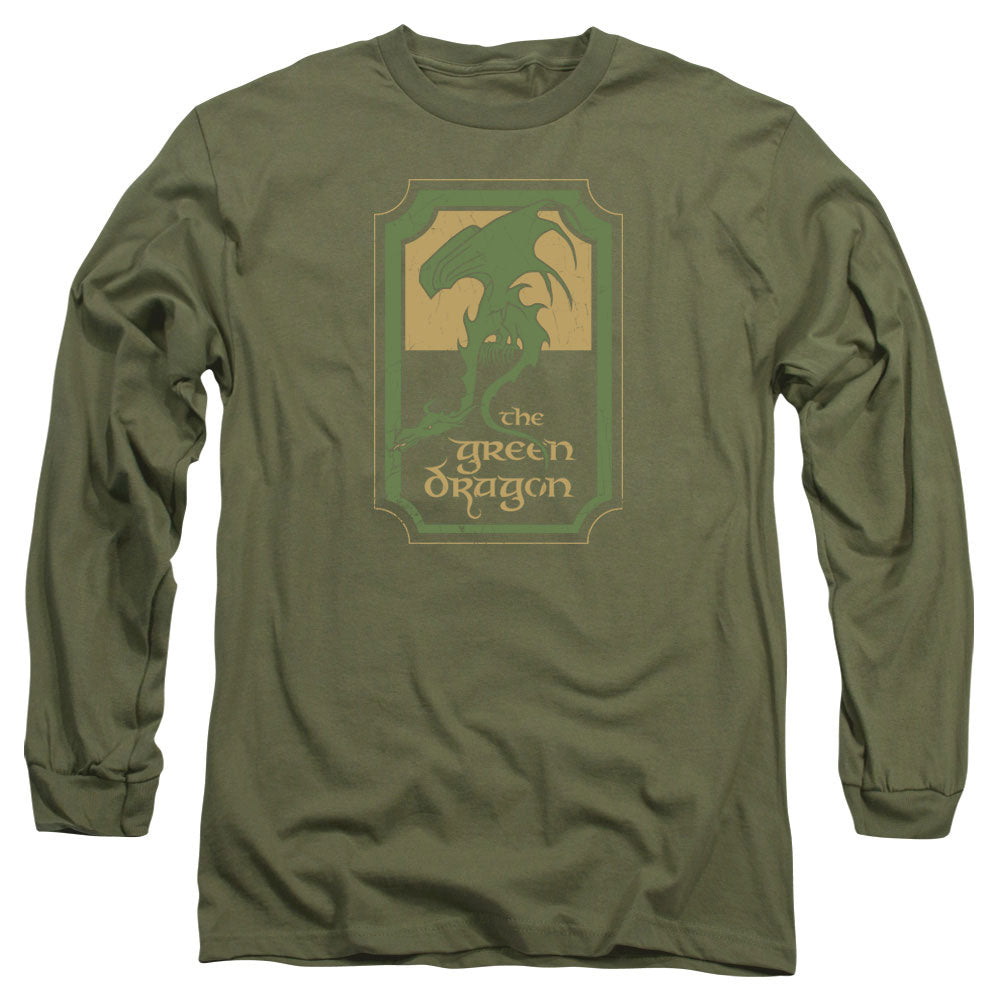 LORD OF THE RINGS : GREEN DRAGON TAVERN L\S ADULT T SHIRT 18\1 Military Green 2X